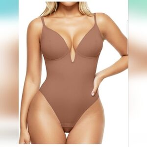 Popilush Light Brown Shapewear Tummy Control Corset Bodysuit Size Small